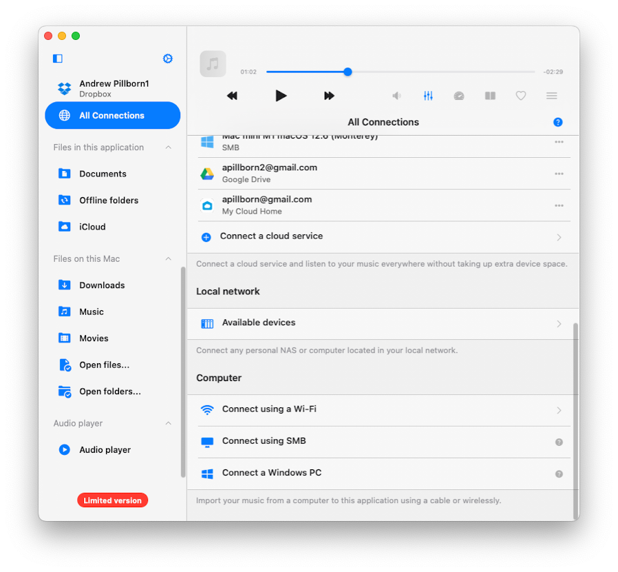 all connections menu item on mac screen